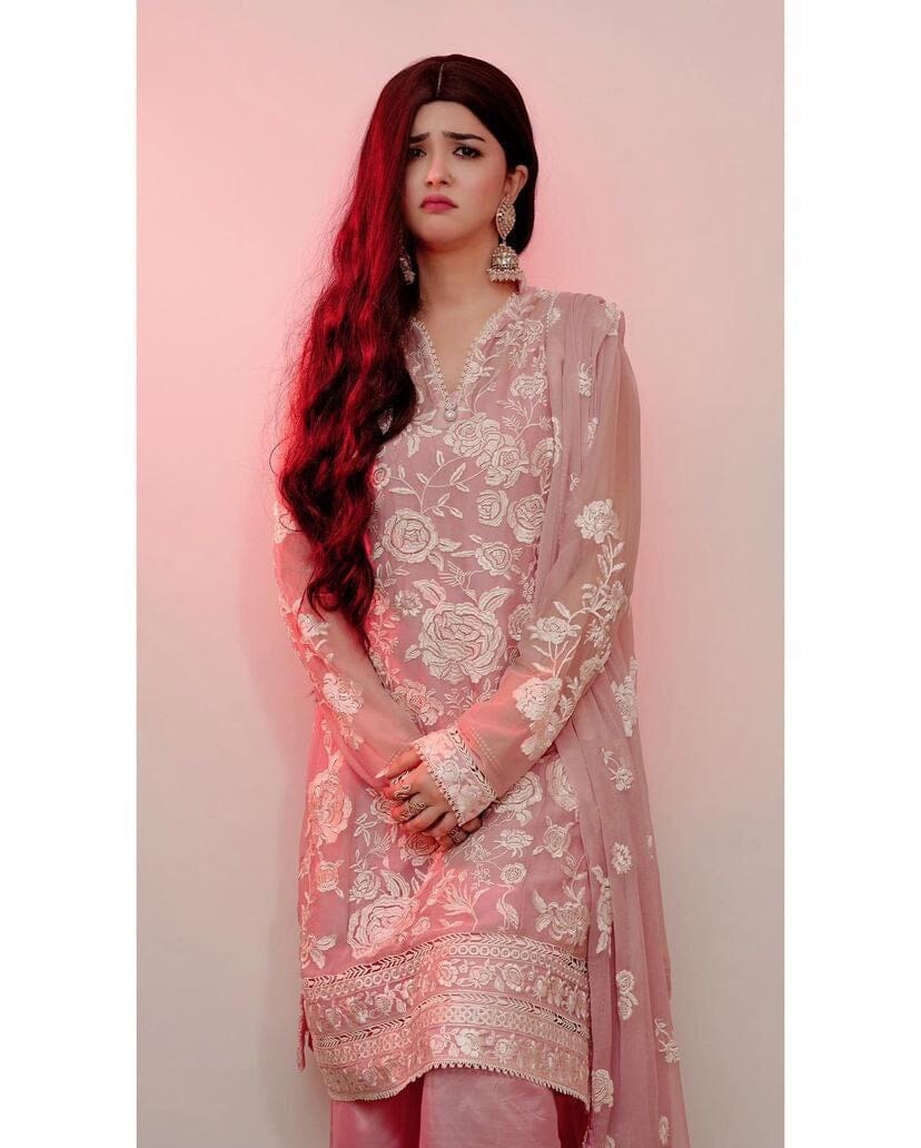 ZB Pink Designer Party Wear Embroidered Plazzo Suit Ready Made Designer Suits Shopin Di Apparels