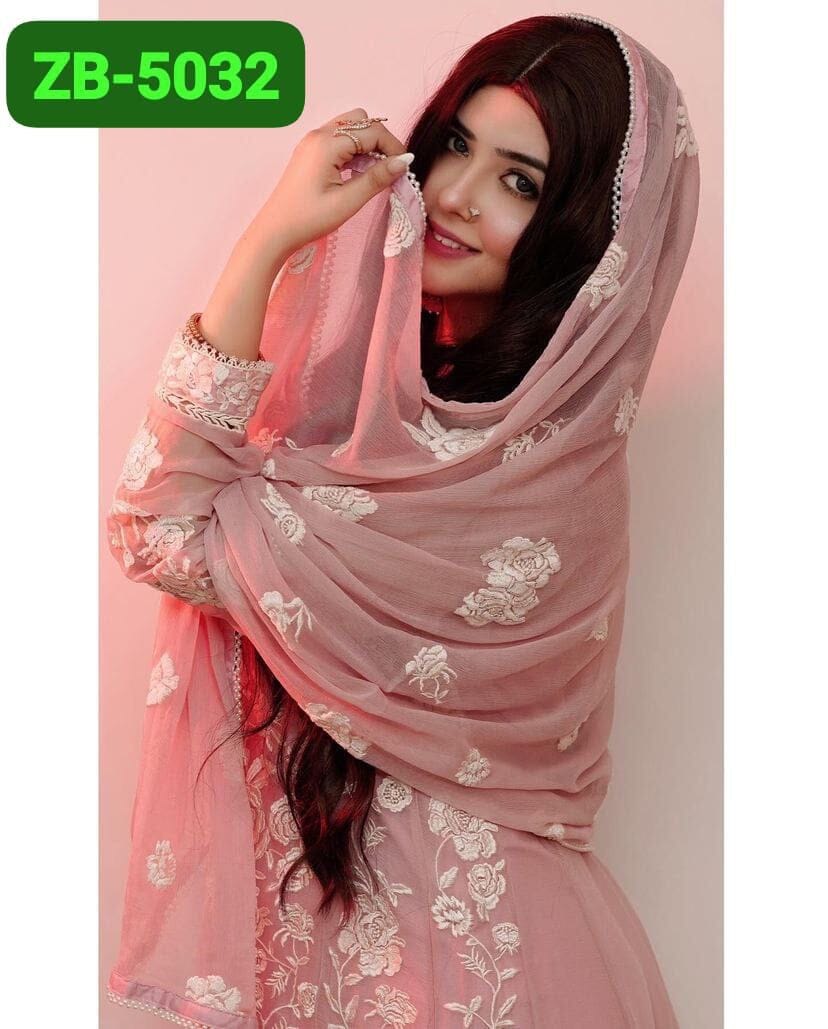 ZB Pink Designer Party Wear Embroidered Plazzo Suit Ready Made Designer Suits Shopin Di Apparels
