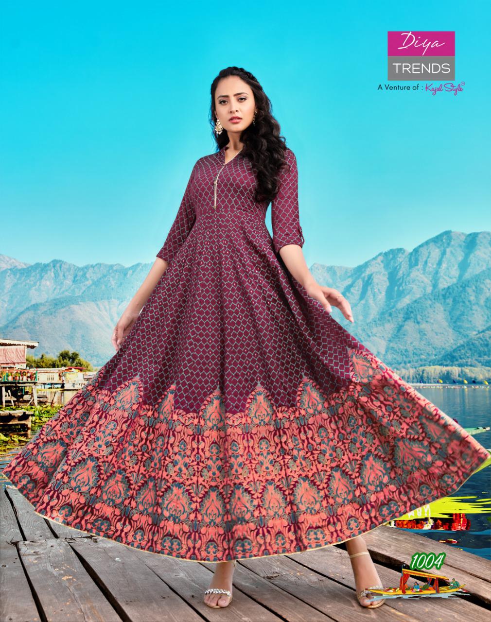 1004 Festive Fancy Embroidered Rayon Gown Gowns Diya Trends
