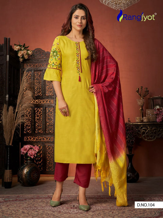 104 Rangyot Festive wear Rayon Readymade Suit Designer Suits Shopindiapparels.com