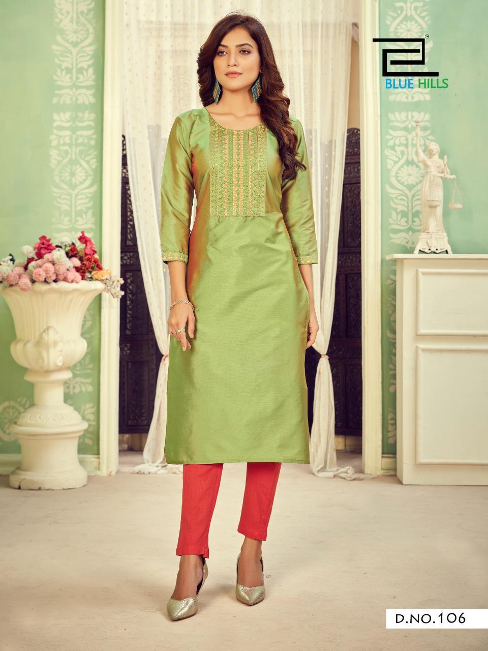 106 Solid Cotton Tapeta Plus Size Kurti with Zari Embroidery Kurtis Blue Hills