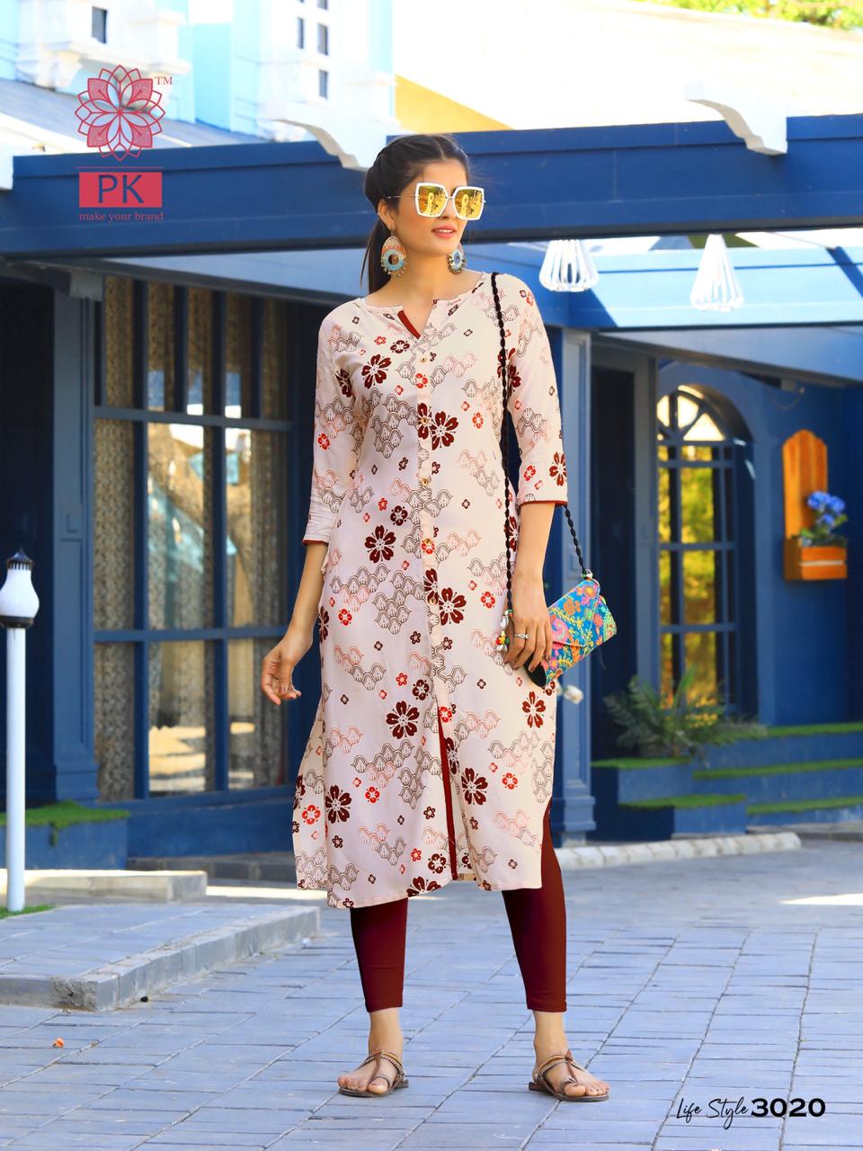 3020 Lifestyle Rayon Printed Casual Kurti Kurtis Aradhana Fashion