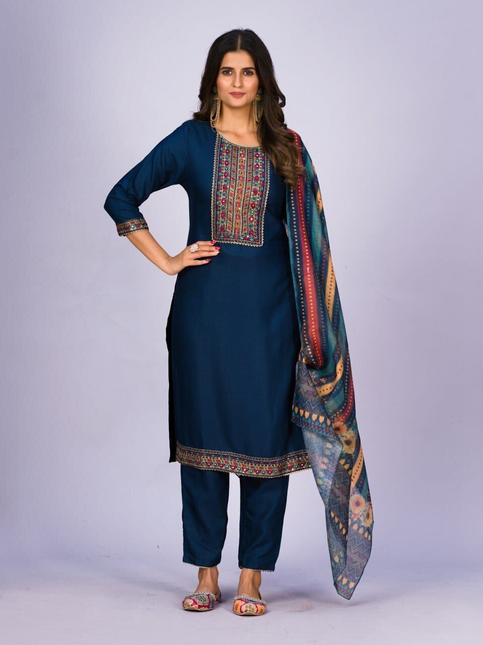 AH057 Designer Viscose Rayon Kurti with Dupatta and Bottom Kurti with dupatta and bottom Shopin Di Apparels