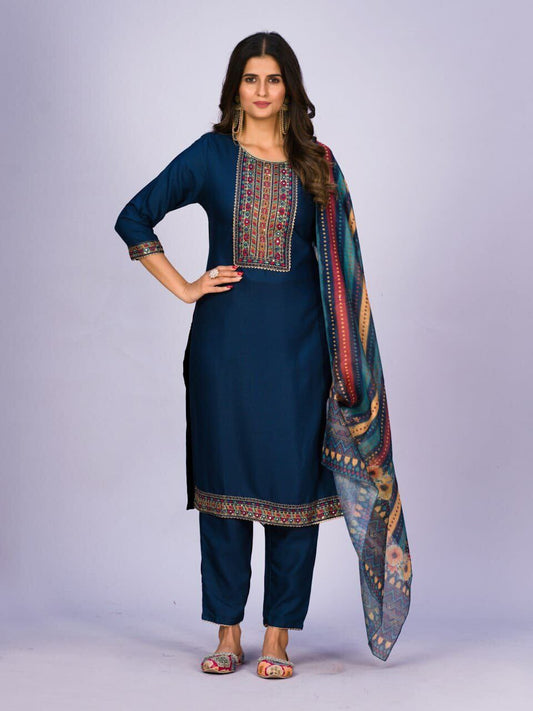 AH057 Designer Viscose Rayon Kurti with Dupatta and Bottom Kurti with dupatta and bottom Shopin Di Apparels