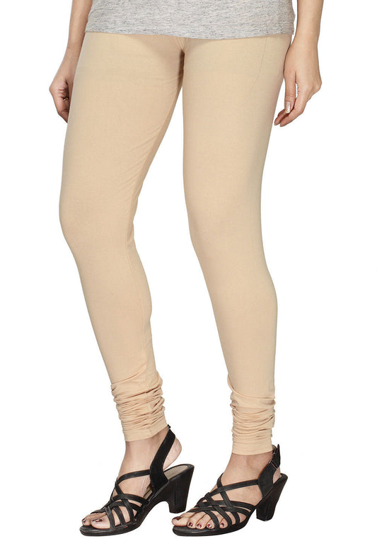 Beige Plain Lycra Leggings Leggings Shopindiapparels.com