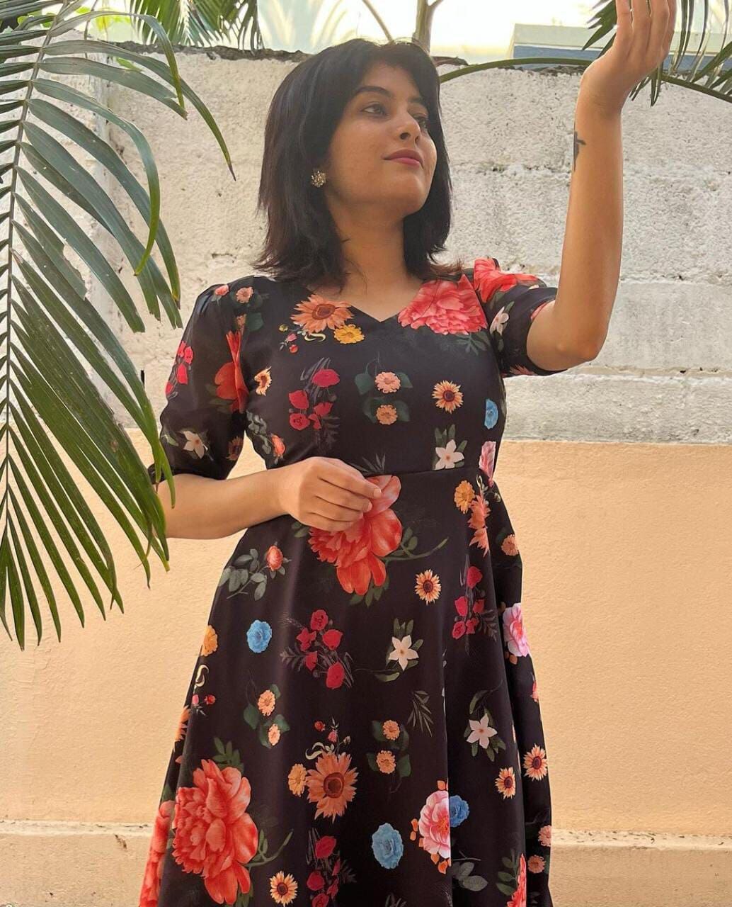 Black Georgette Printed Anarkali Maxi Gown Gowns Shopin Di Apparels