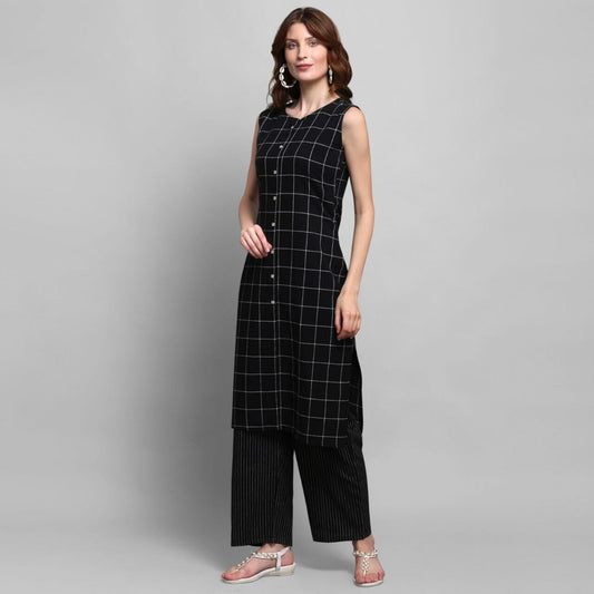 Black Pure Cotton Kurti with Matching Palazzo Set Kurti with Plazzo Shopin Di Apparels