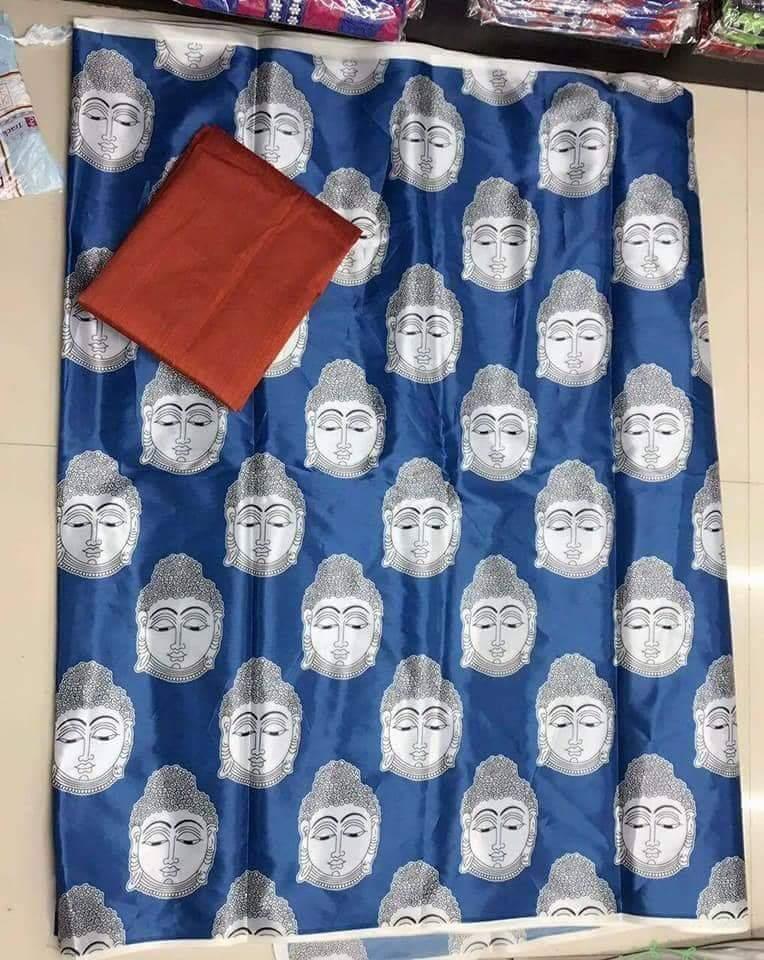 Buddha Kalamkari Print Heavy Satin Saree - Shopindiapparels.com