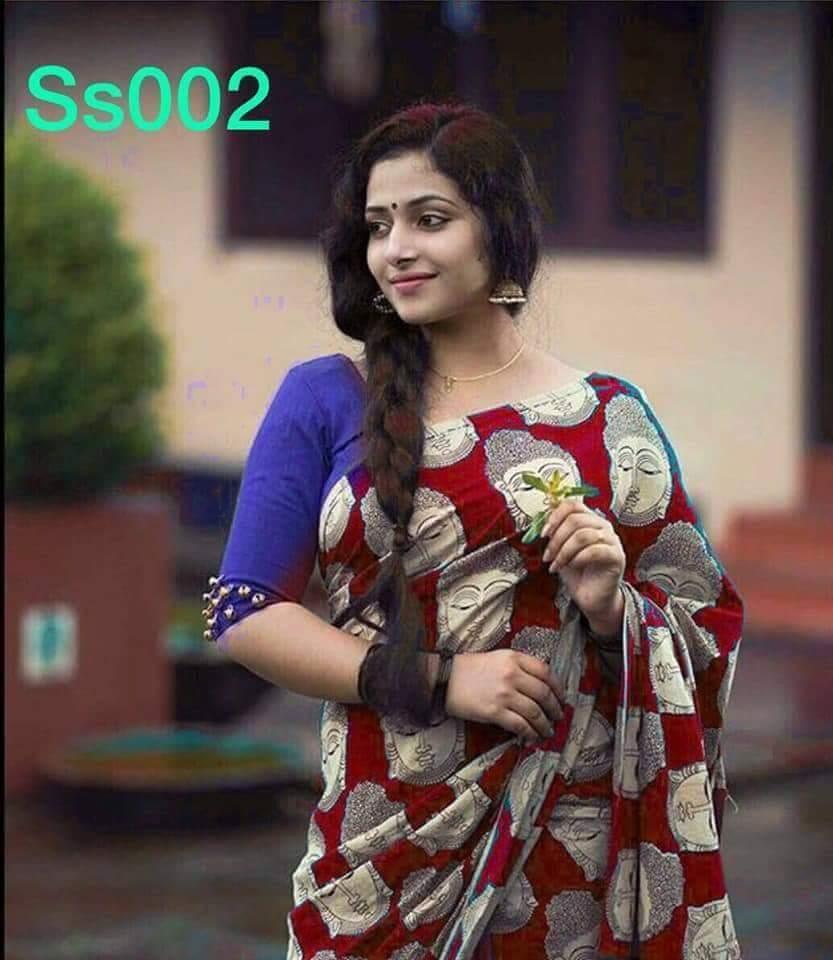 Buddha Kalamkari Print Heavy Satin Saree - Shopindiapparels.com