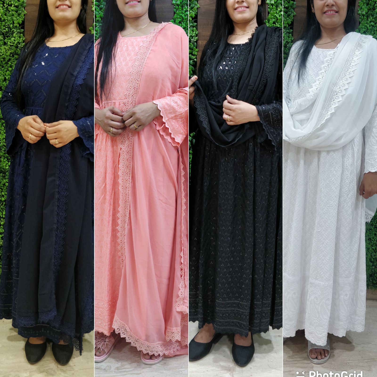 Designer Chikankari Long Dress in 4 attractive colors Designer Suits Shopindiapparels.com