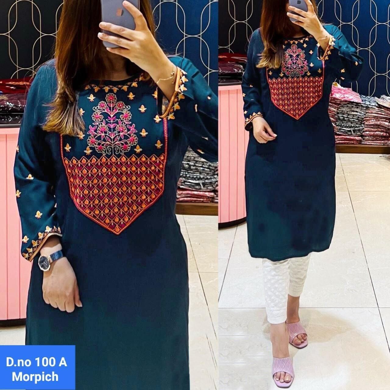 Designer Embroidered Kurti with Chikankari White Pant Set in 5 colors Kurti with Pant Shopin Di Apparels