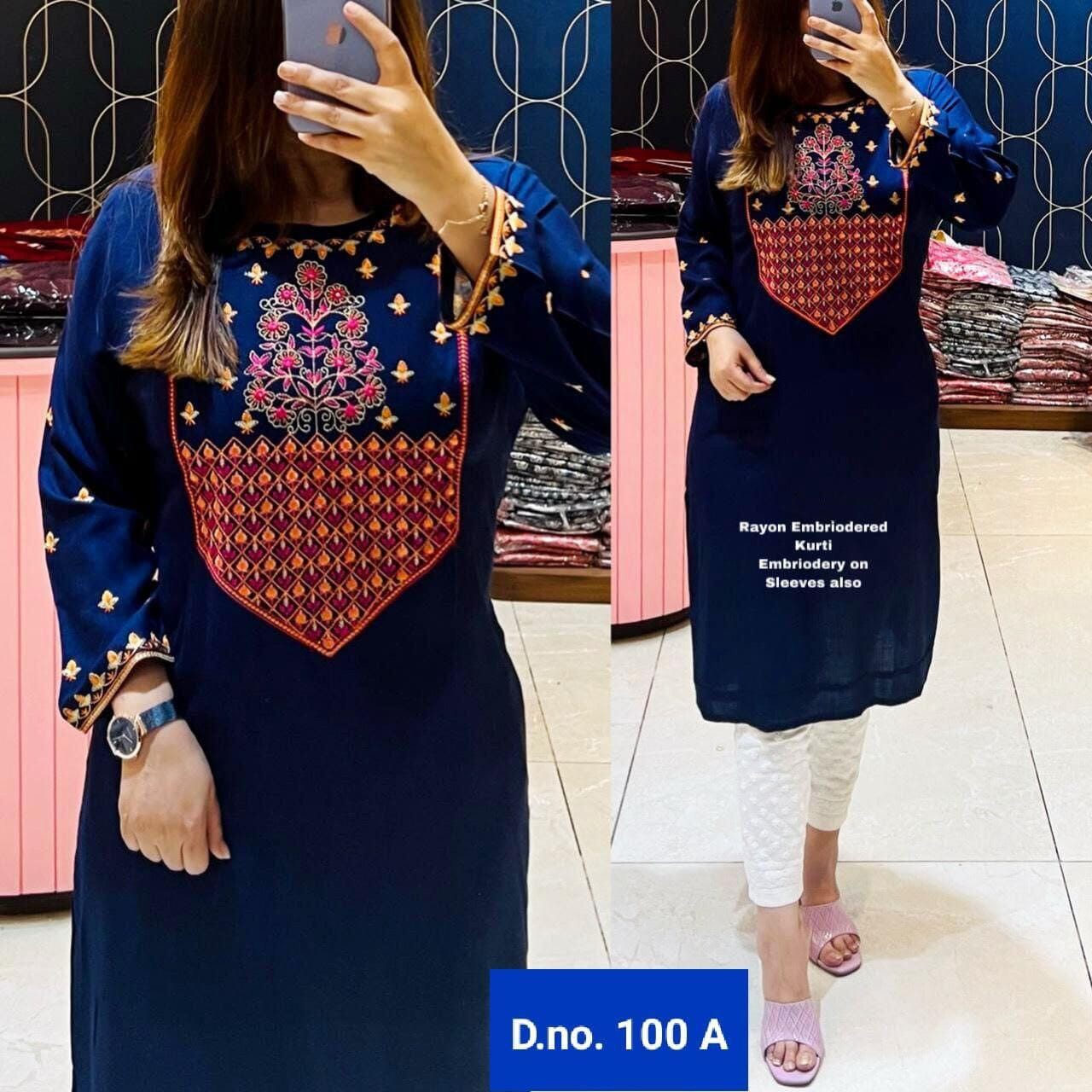 Designer Embroidered Kurti with Chikankari White Pant Set in 5 colors Kurti with Pant Shopin Di Apparels