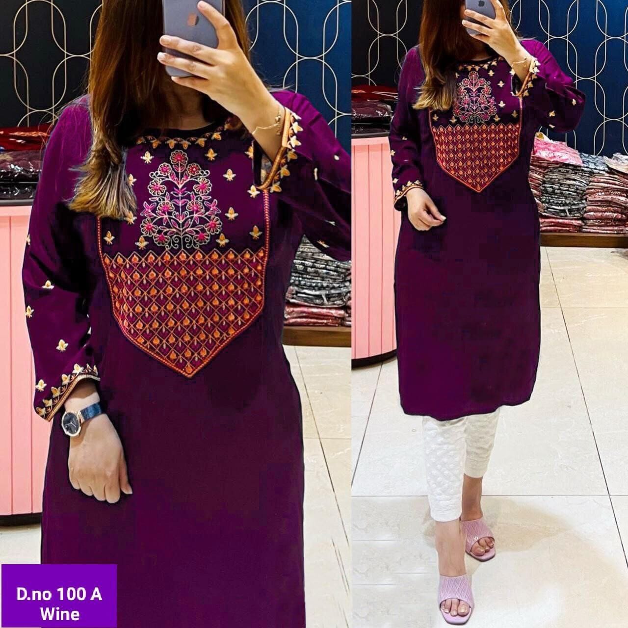 Designer Embroidered Kurti with Chikankari White Pant Set in 5 colors Kurti with Pant Shopin Di Apparels