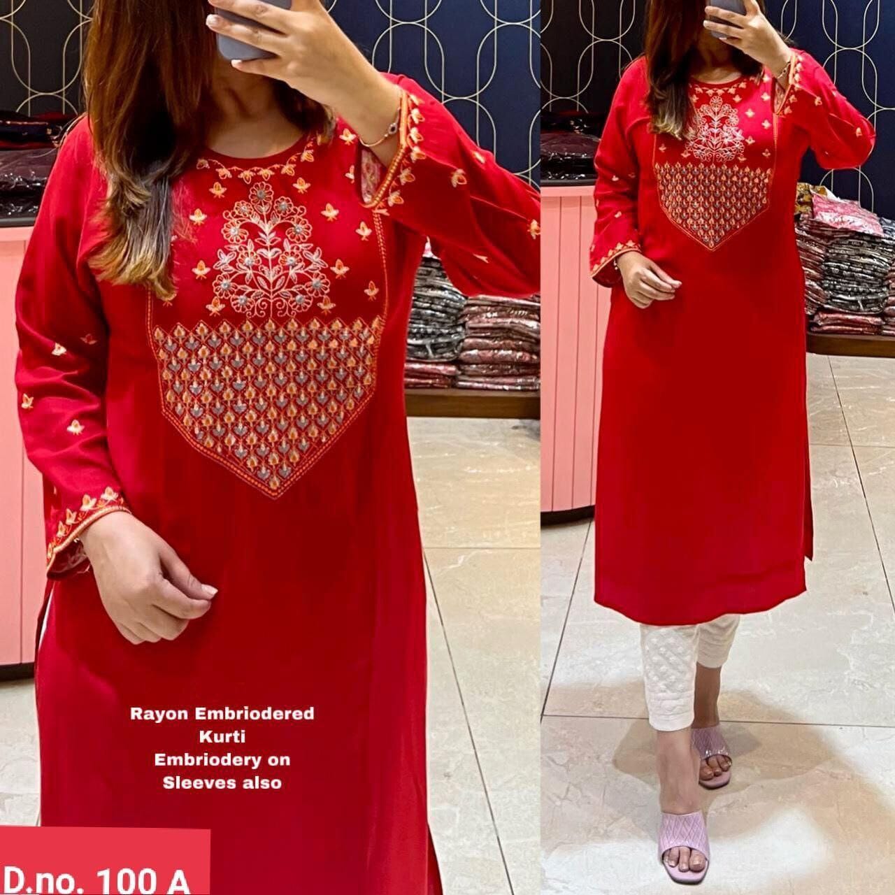 Designer Embroidered Kurti with Chikankari White Pant Set in 5 colors Kurti with Pant Shopin Di Apparels