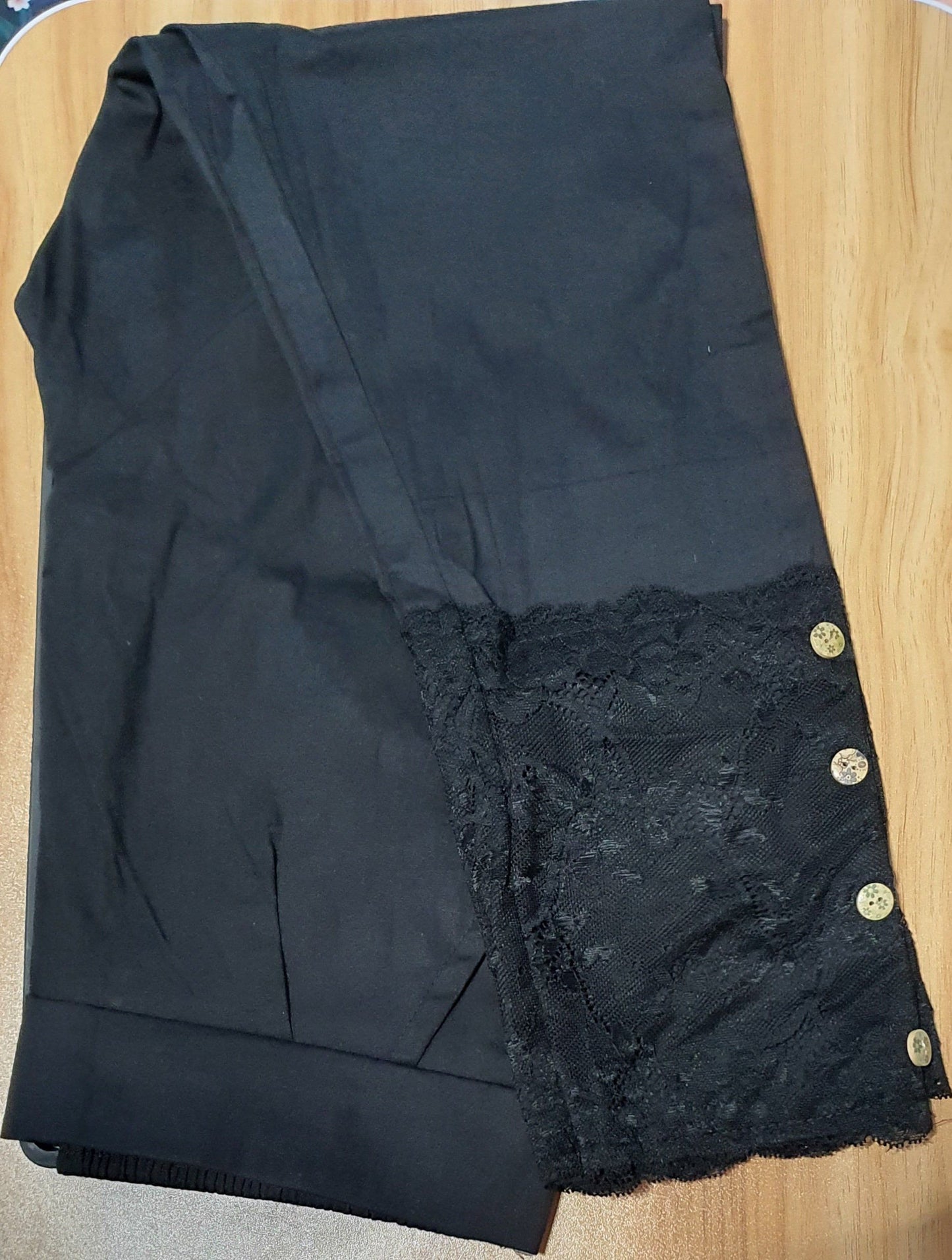 Designer Lace Cotton Lycra Pants in 5 colors Cotton Lycra Pants Shopindiapparels.com Black
