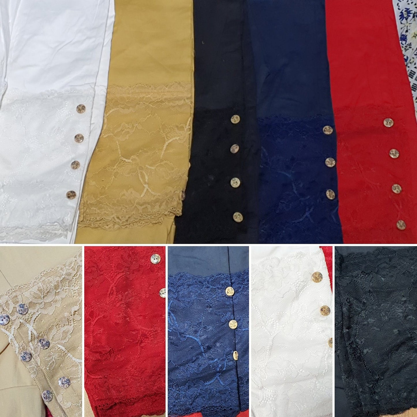 Designer Lace Cotton Lycra Pants in 5 colors Cotton Lycra Pants Shopindiapparels.com