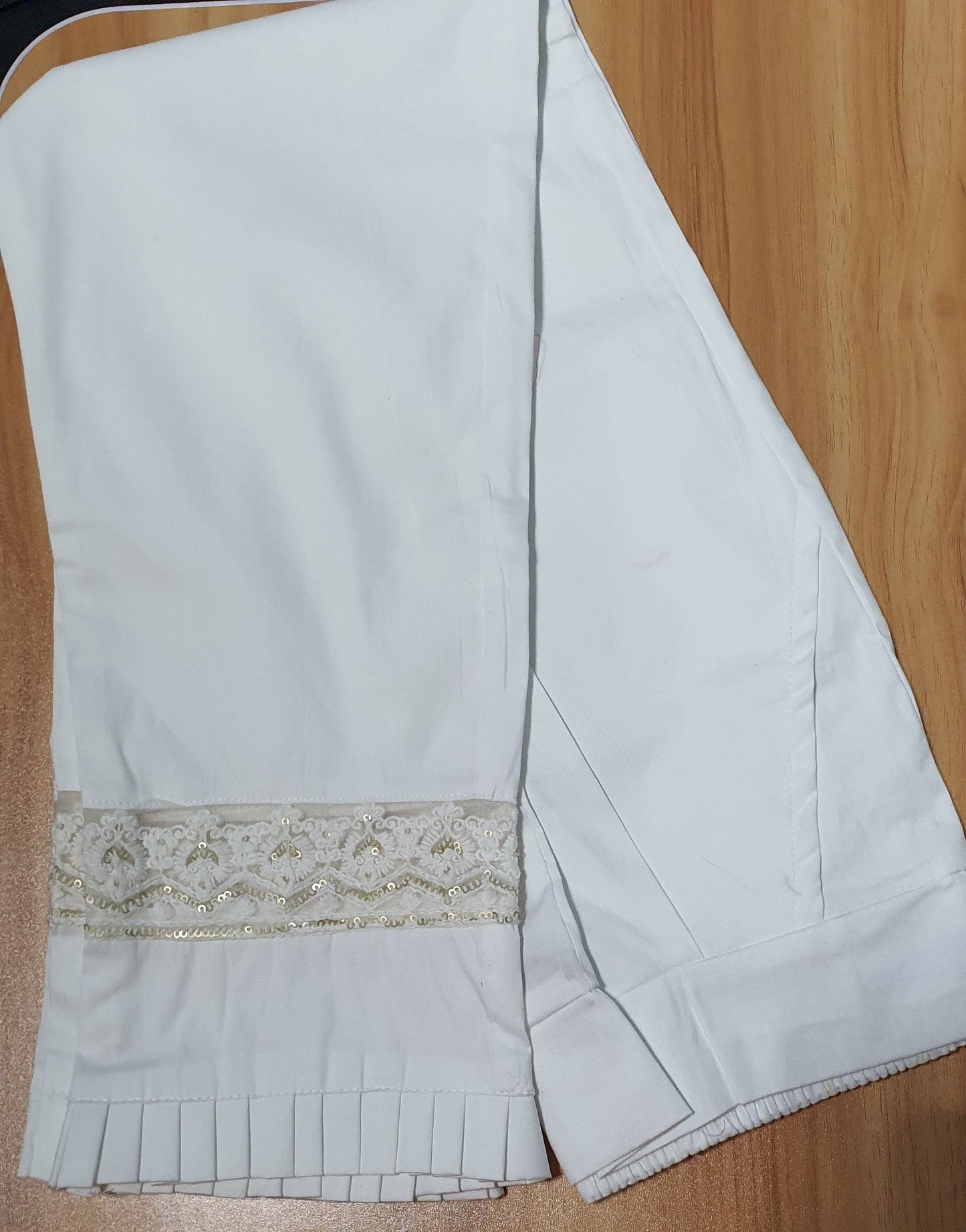 Designer Lace Embroidered Cotton Lycra Pants in 5 colors Cotton Lycra Pants Shopindiapparels.com White