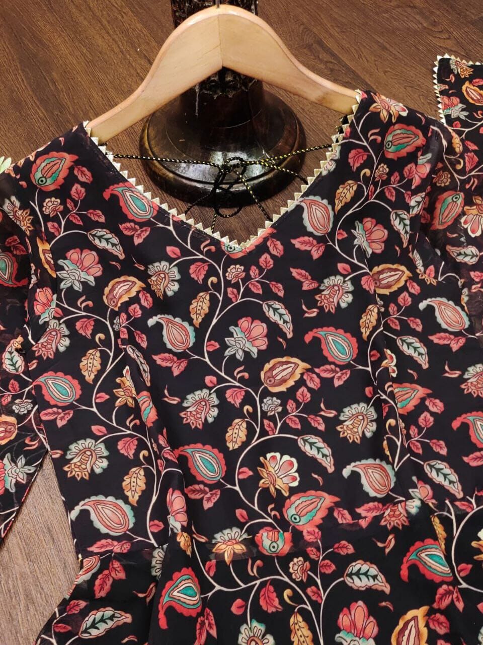 Flower Print Maxi Georgette Gown with Dupatta Gown shopindi.sg