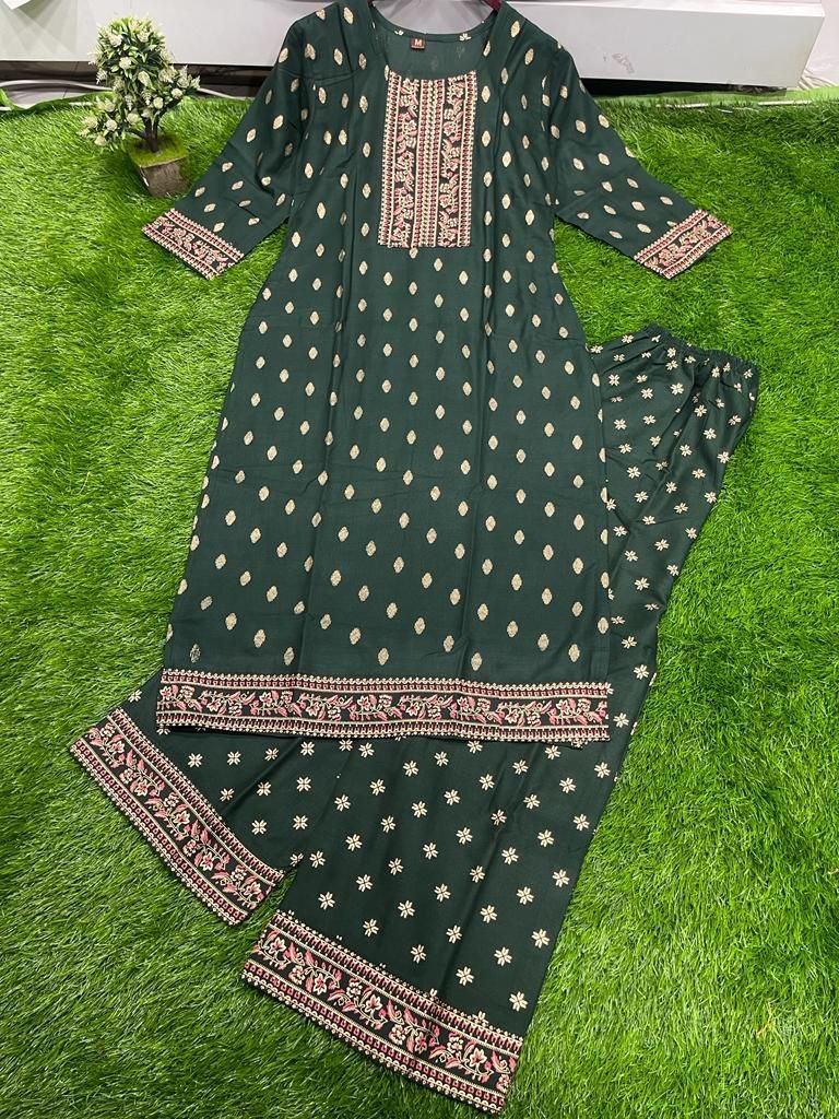 Heavy Rayon Printed Kurti and Plazzo Set Kurti with Plazzo Shopindiapparels.com