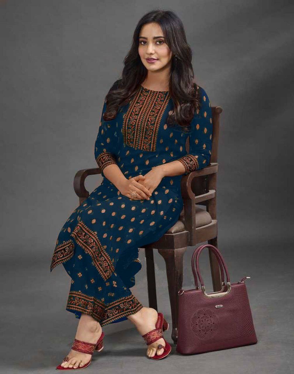 Heavy Rayon Printed Kurti and Plazzo Set Kurti with Plazzo Shopindiapparels.com