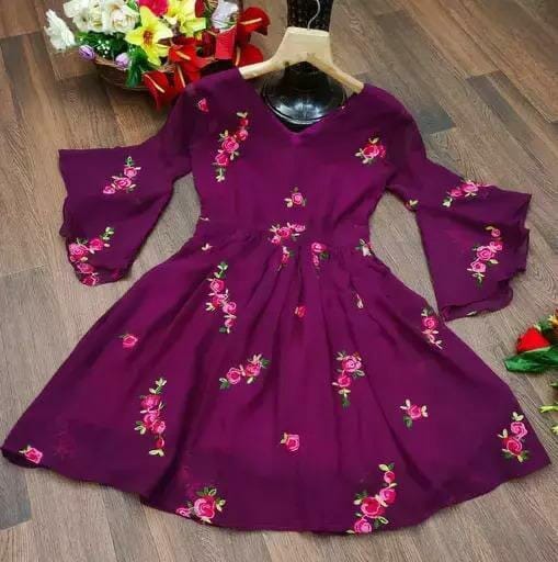 Hravy Georgette Digital Printed Western Tops with Bell sleeves Western Top Shopin Di Apparels