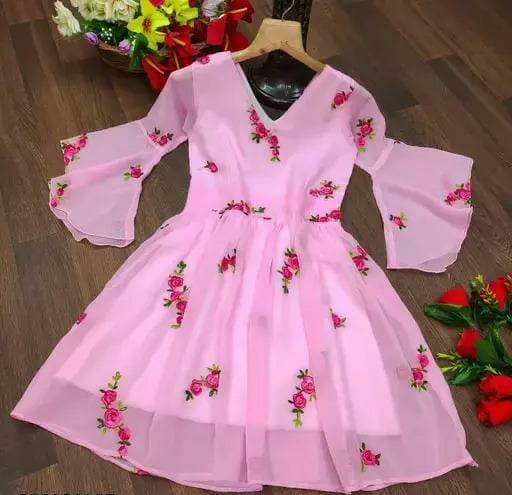 Hravy Georgette Digital Printed Western Tops with Bell sleeves Western Top Shopin Di Apparels