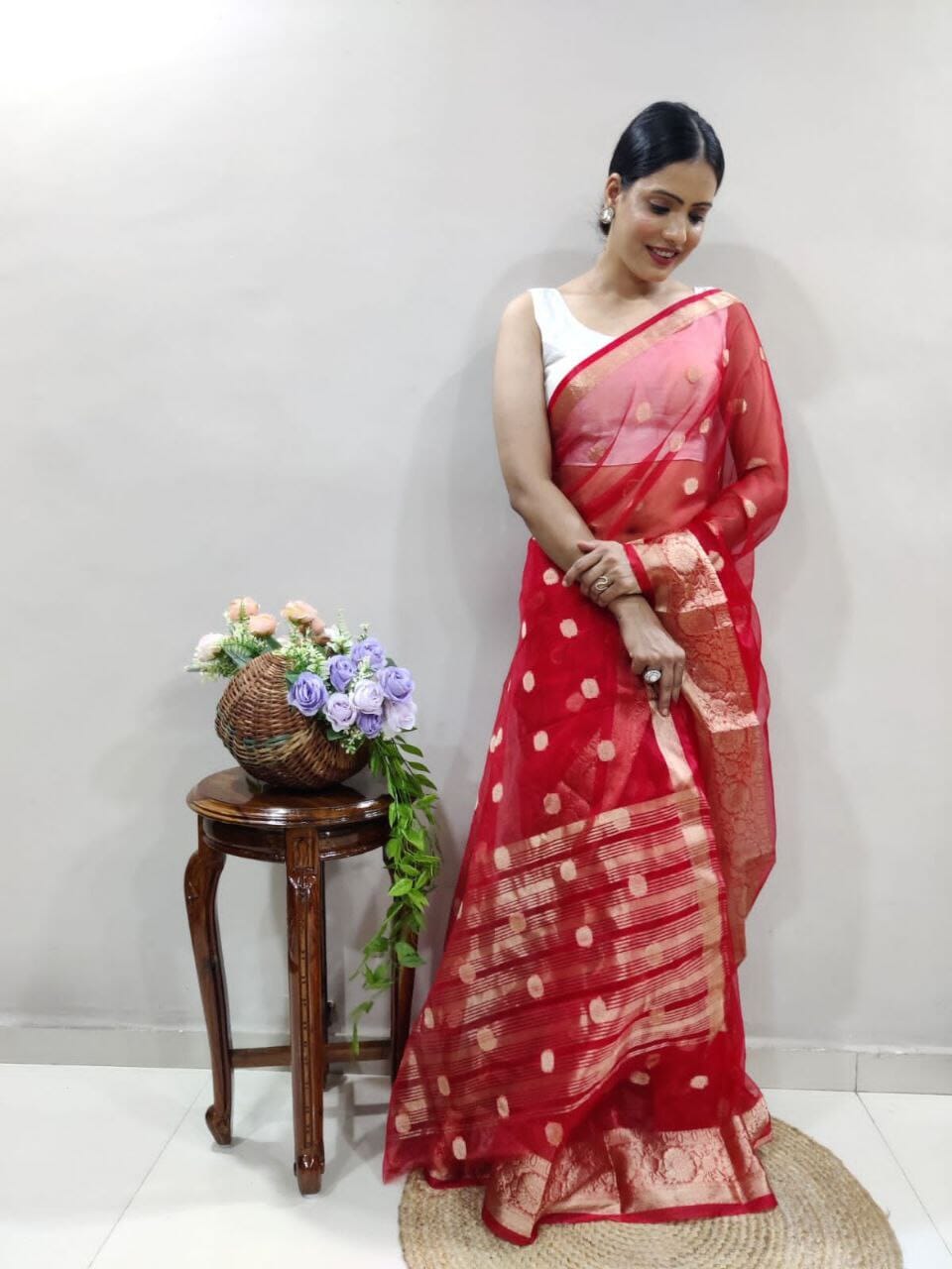 Kanchipuram Organza Sarees With Raw Silk Sequence Work Blouse in colors saree Shopin Di Apparels