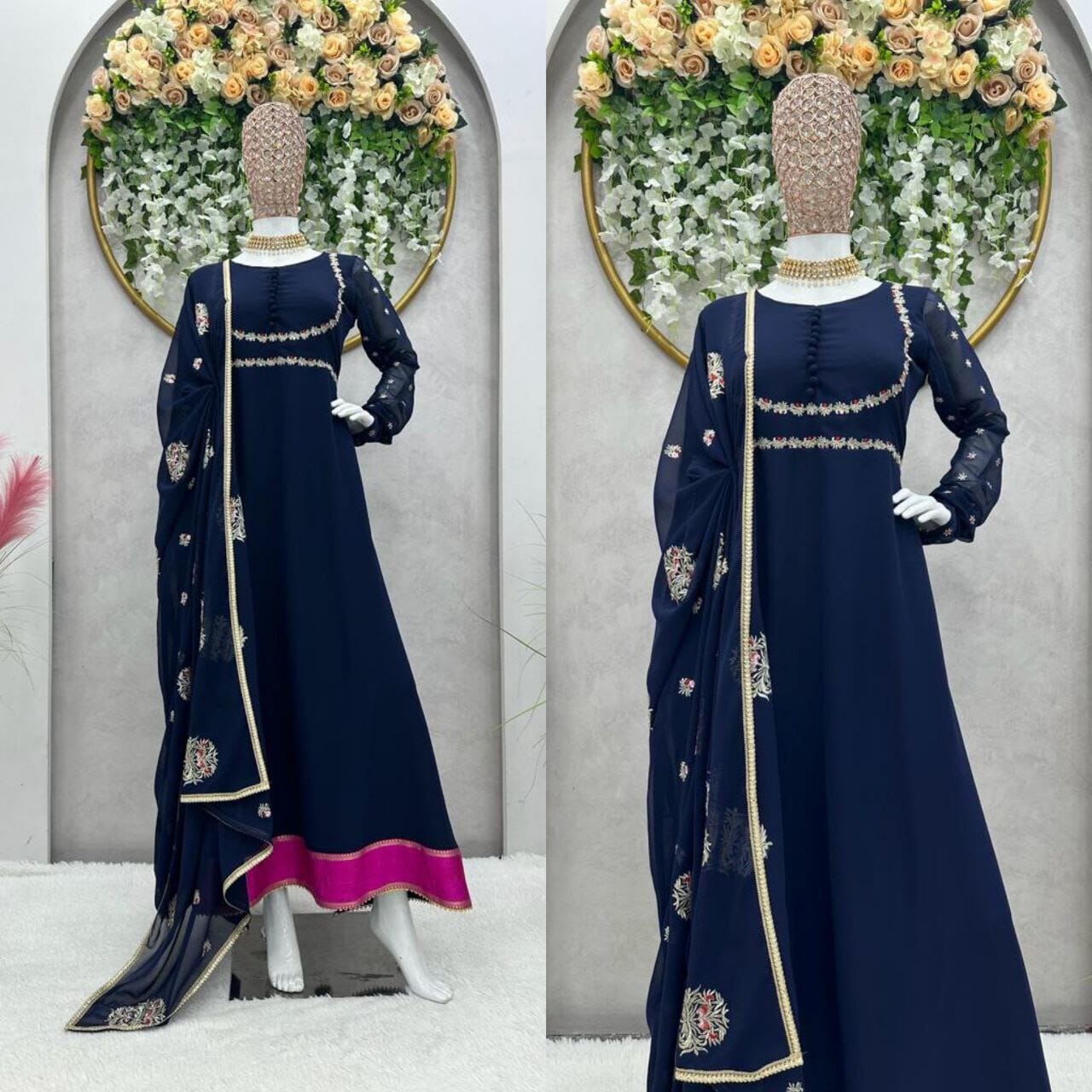 KD 1323 Faux Georgette Designer Gown with Dupatta Gown with Dupatta Shopin Di Apparels