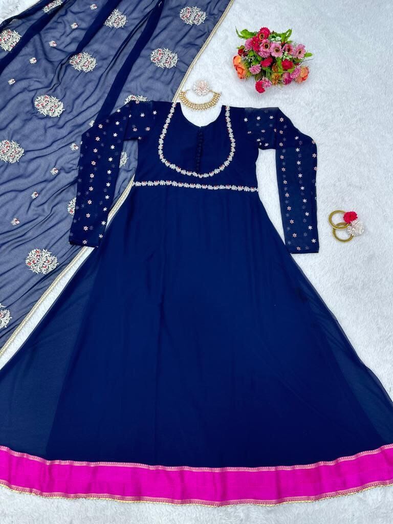 KD 1323 Faux Georgette Designer Gown with Dupatta Gown with Dupatta Shopin Di Apparels