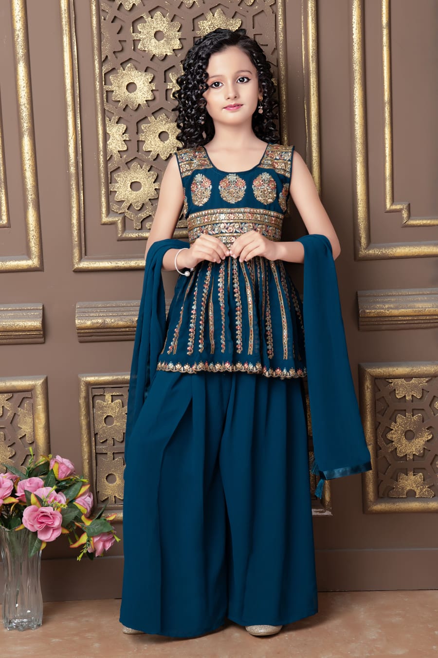 Kid's Trendy Designer Georgette Sharara Suit Kid's Suits Shopindiapparels.com