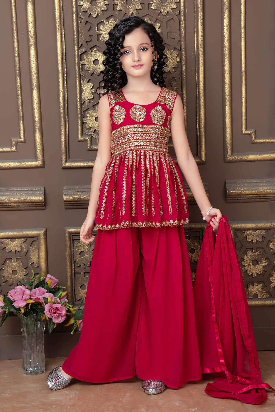 Kid's Trendy Designer Georgette Sharara Suit Kid's Suits Shopindiapparels.com