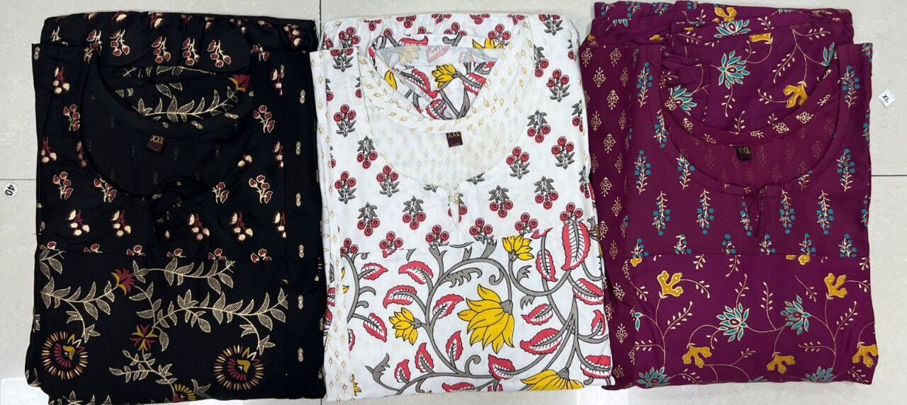 _Long Full Flair and Layer Printed Gown in 3 colors Kurti shopindi.sg