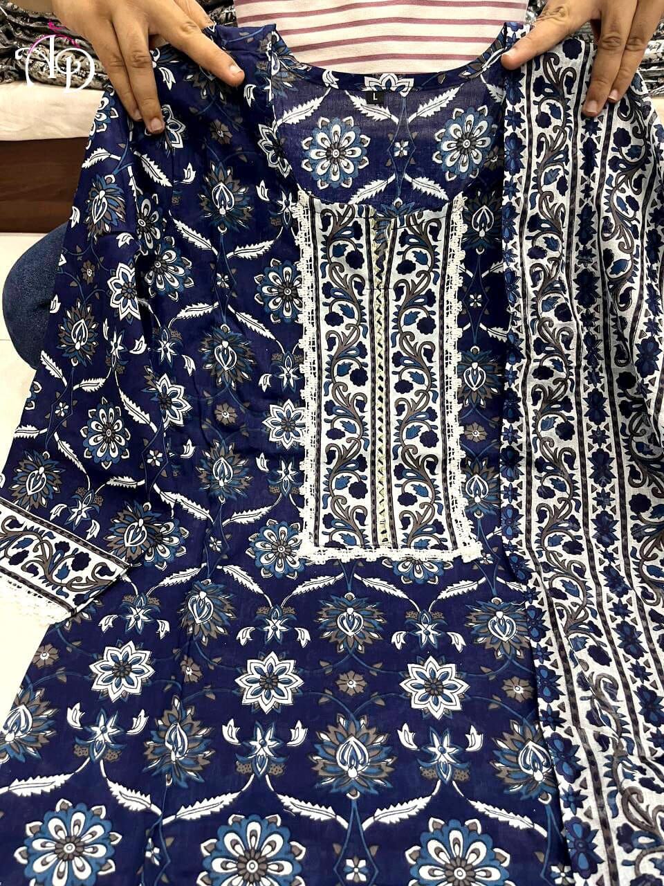 Murti Blue Gujarati Kurta with Pant and Duppata Kurti with Dupatta and Bottom Shopin Di Apparels