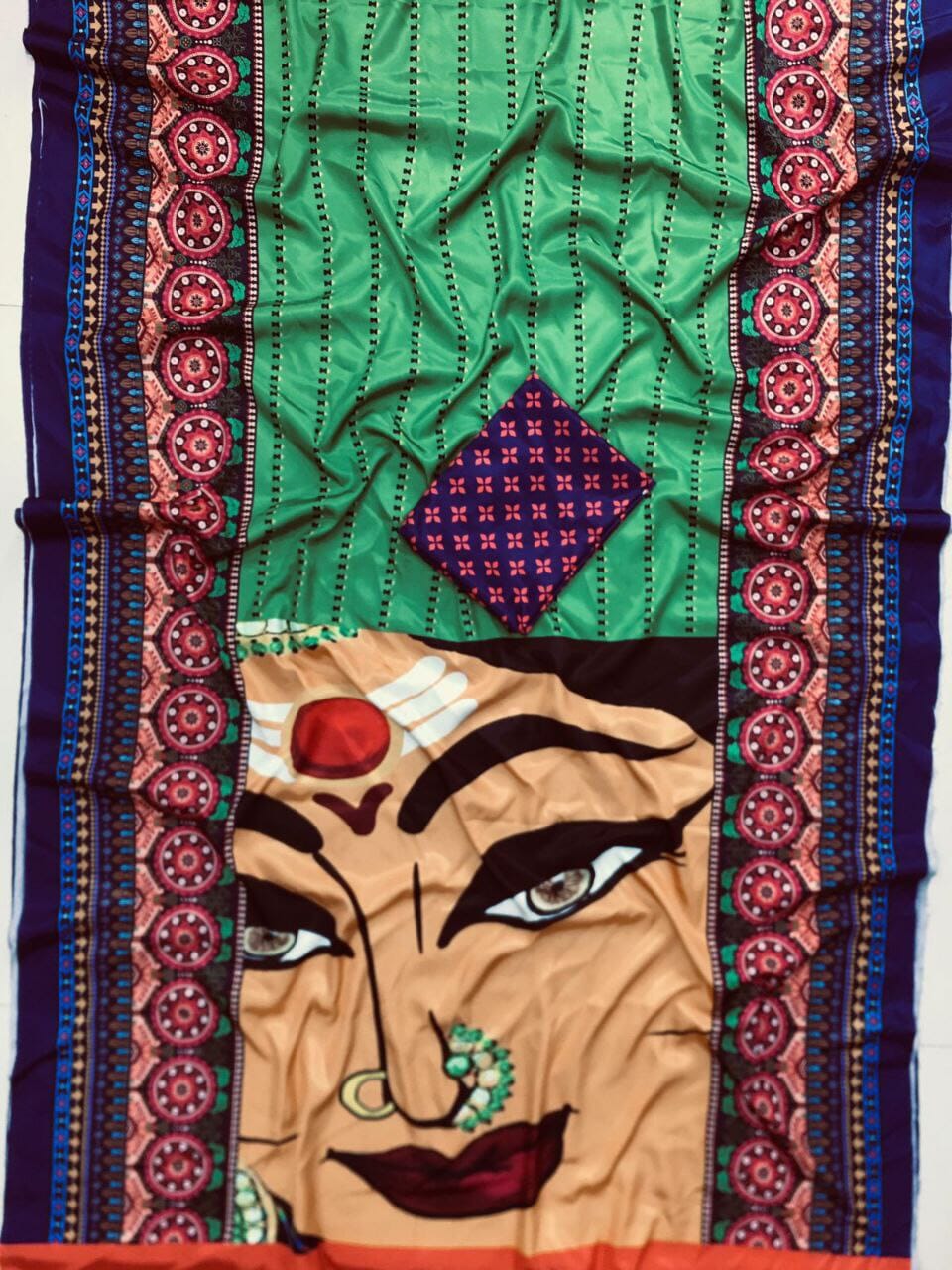 Navratri Saree Crepe Silk with Digital Print of Goddess Designer Saree Shopin Di Apparels