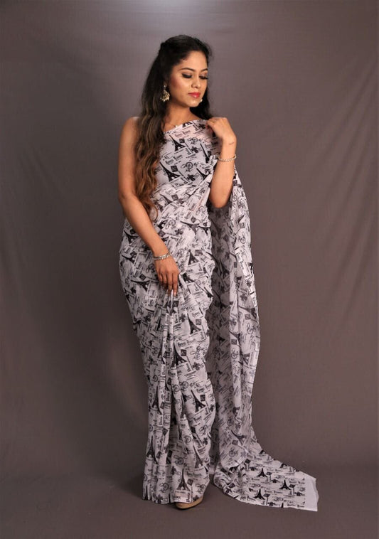 Paris Digital Printed Soft Georgette Saree shopindi.sg