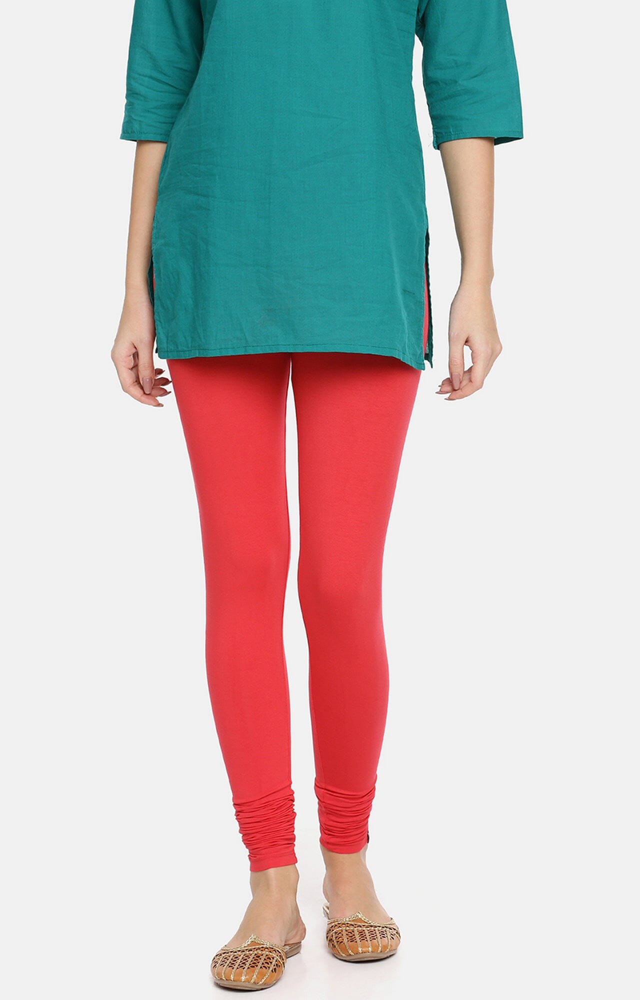 Peach Plain Lycra Leggings Shopindiapparels.com