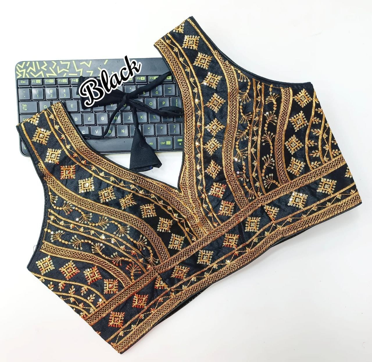 Peacock Fantam Silk Sequence Readymade Blouse in 12 colors Readymade Blouse Shopindiapparels.com Black