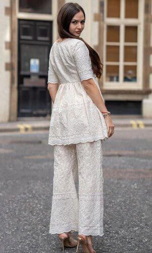 Premium Chikankari Ghera Kurti and Pant Set Kurti with Pant Shopin Di Apparels