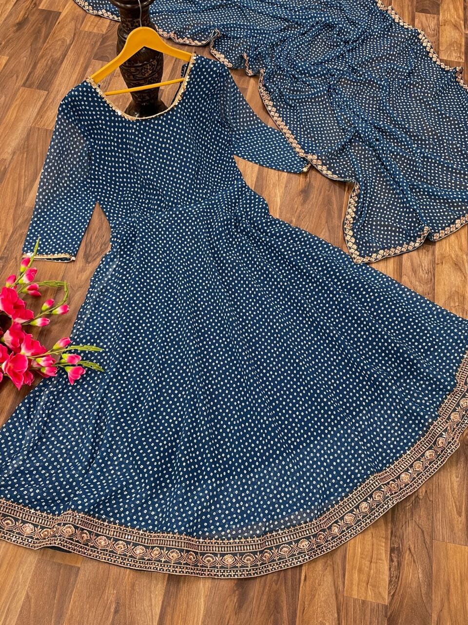 Printed Fox Georgette Embroidered Kurti with Dupatta in 4 colors Kurti with Dupatta shopindi.sg