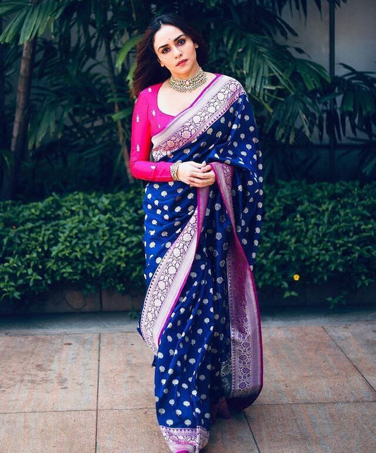 Purple Lichi Silk Jacquard Work Saree shopindi.sg