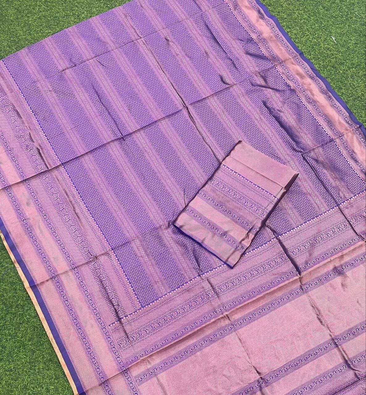 Purple Soft Lichi Silk Jacquard Saree Shopin Di Apparels
