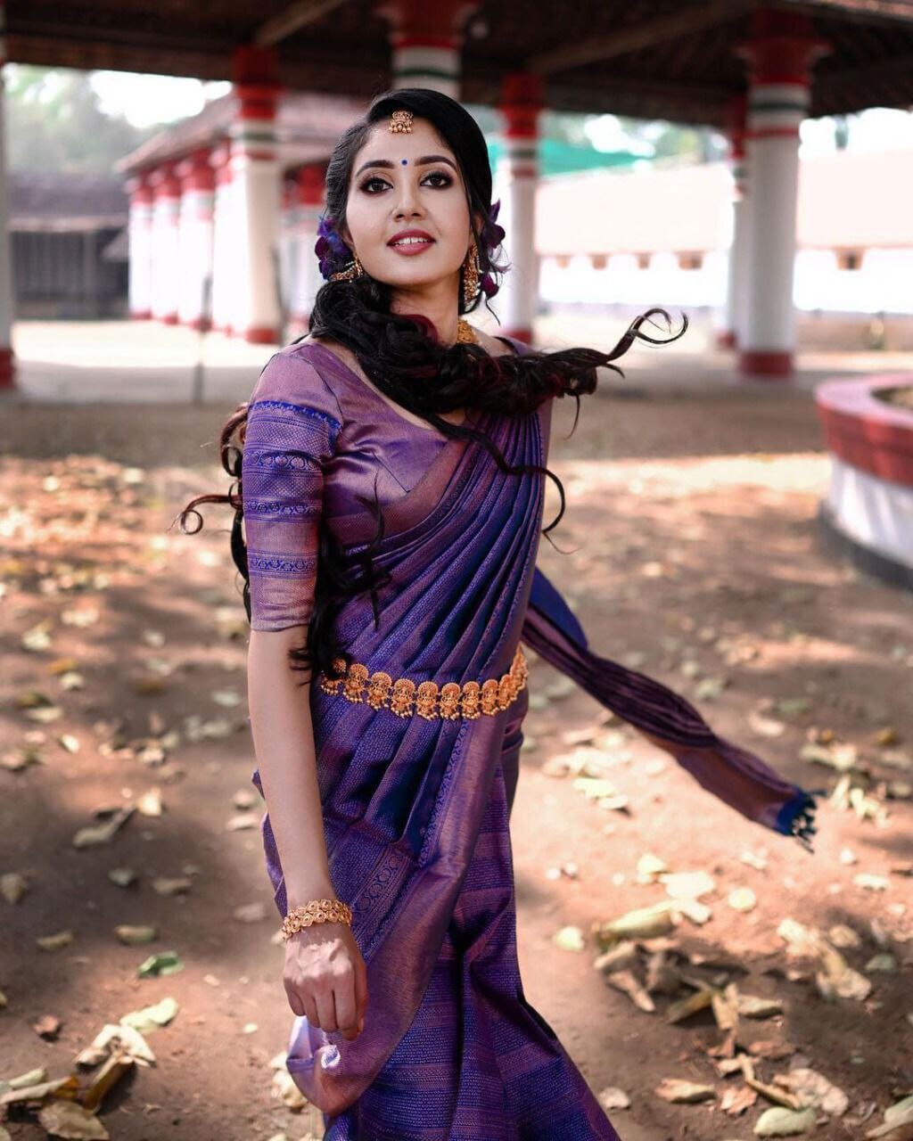 Purple Soft Lichi Silk Jacquard Saree Shopin Di Apparels