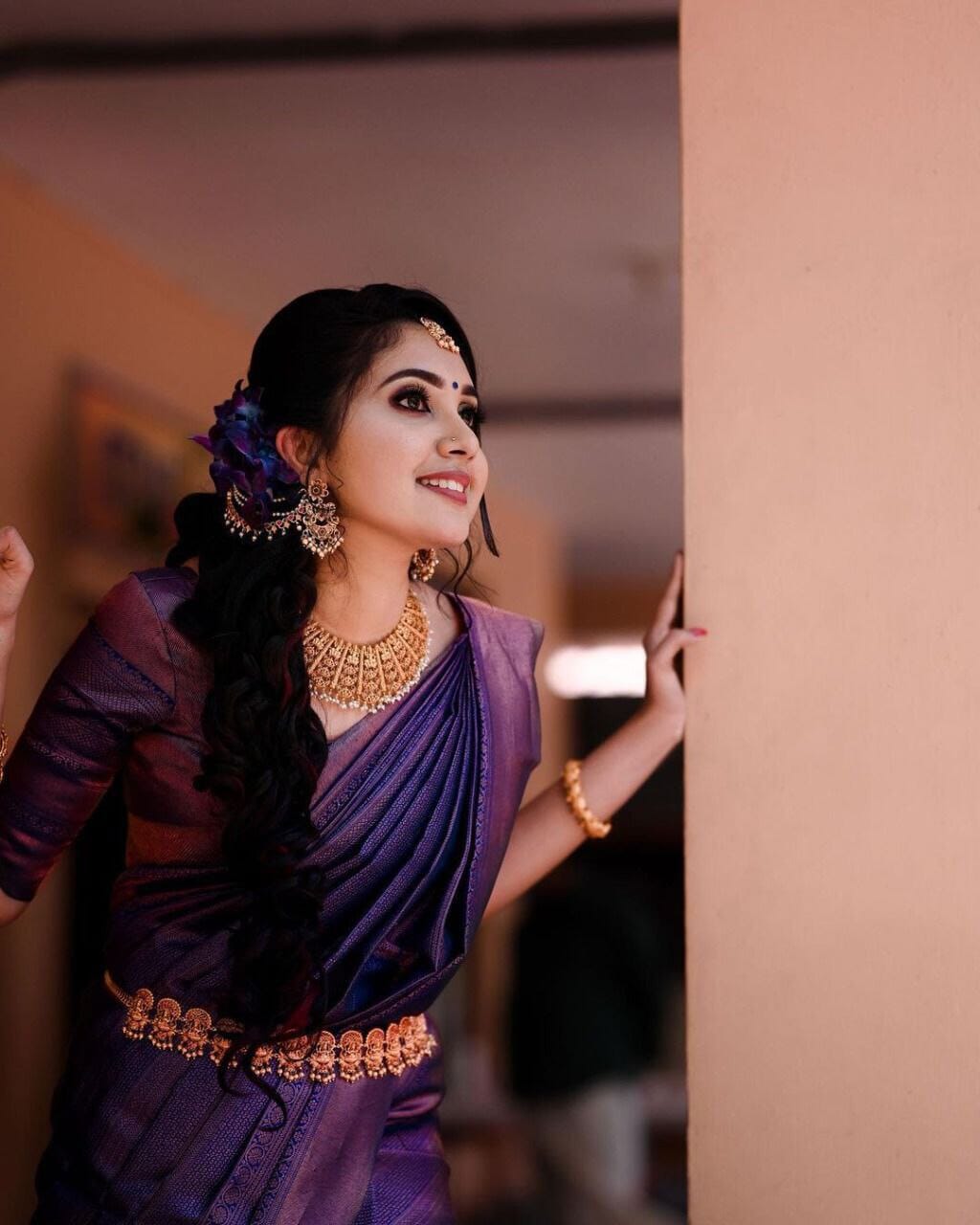 Purple Soft Lichi Silk Jacquard Saree Shopin Di Apparels