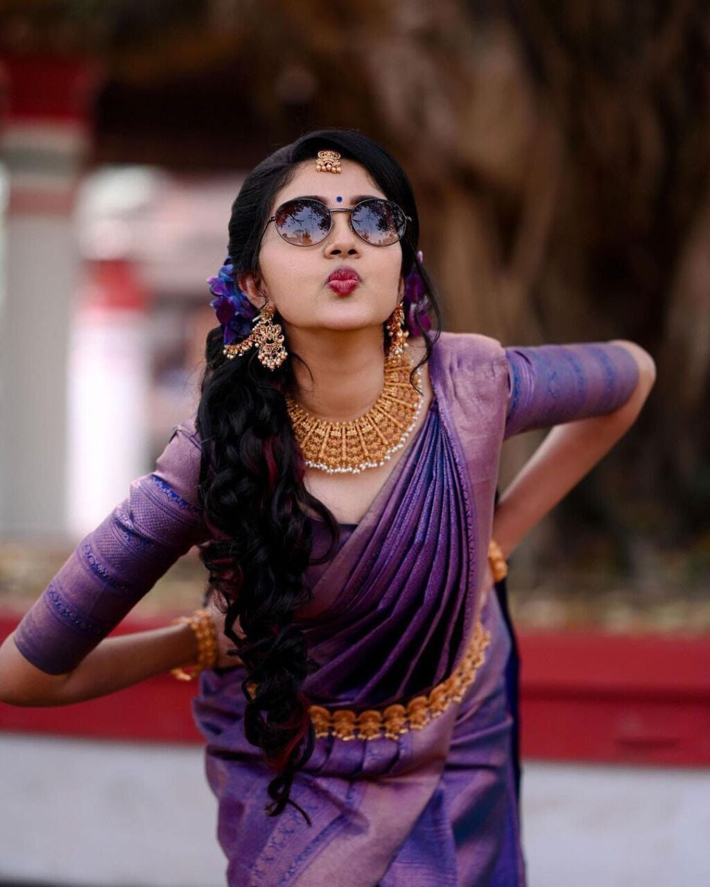 Purple Soft Lichi Silk Jacquard Saree Shopin Di Apparels