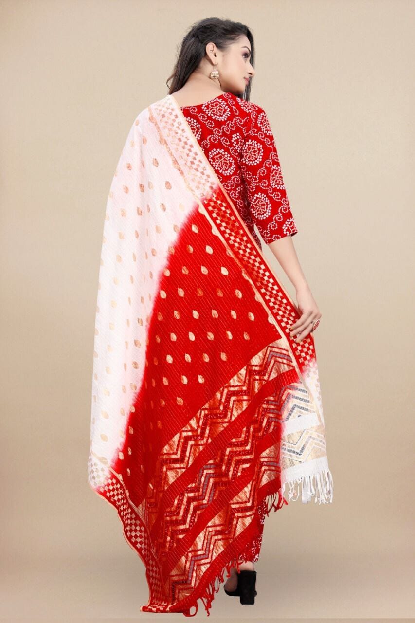 Red Bandhani Printed Rayon Straight Cut Suit Designer Suits shopindi.sg