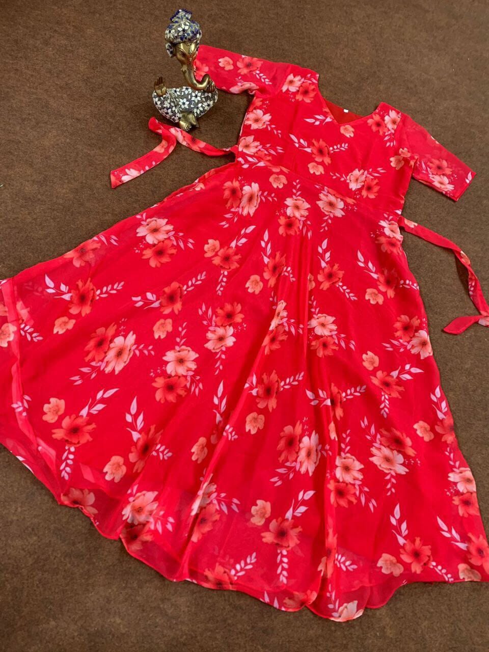 Red Georgette Printed Anarkali Maxi Gown Gowns Shopin Di Apparels