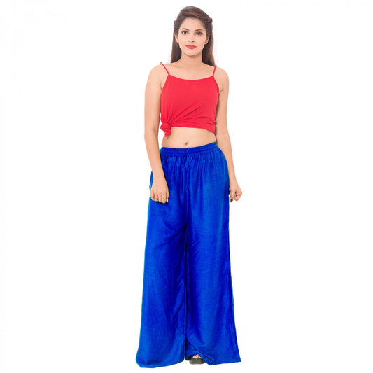 Royal Blue Plain Rayon Plazzo Pants Plazzo Pants Shopindiapparels.com