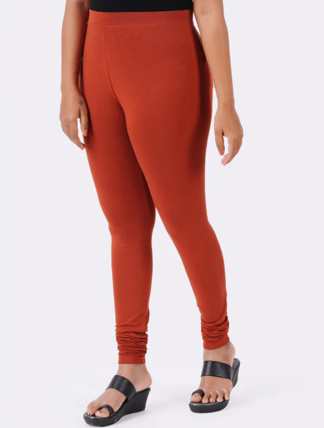 Rust Brown Plain Churidar Lycra Leggings Shopindiapparels.com