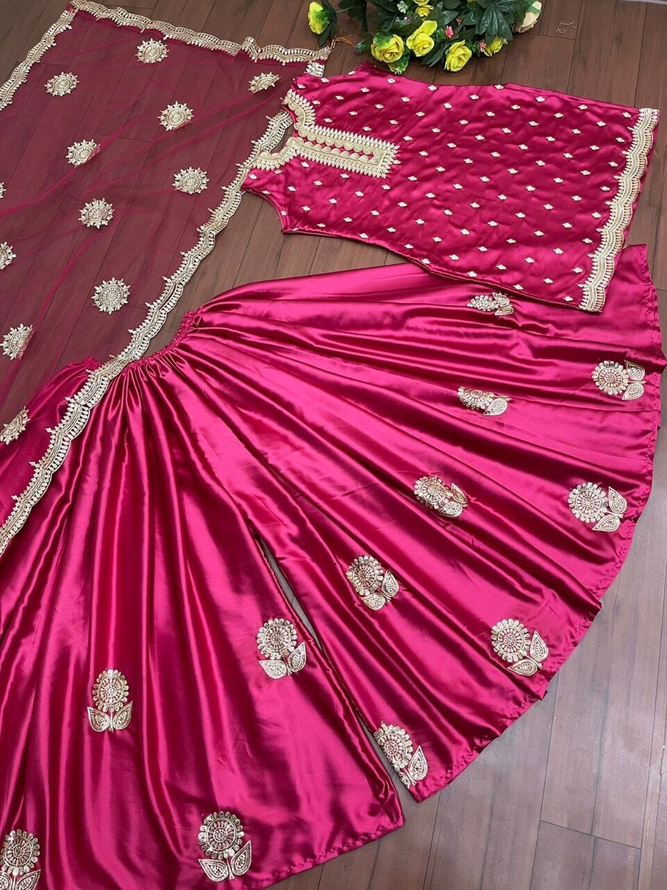 Satin Silk with Heavy Sequence work Sharara Suit designer Suits shopindi.sg