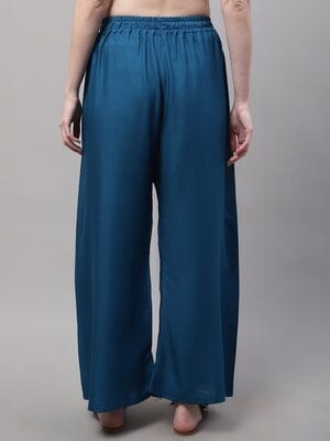 Turquoise Plain Rayon Plazzo Pants Plazzo Pants Shopindiapparels.com